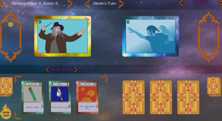 Image of a card combat game made in Unity